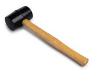פטיש גומי קטן שחור ידית עץ ROCKSTONE
