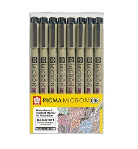 סט 8 עטי 005 שרטוט *צבעוניים* Pigma Micron 