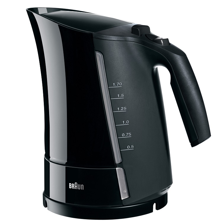 קומקום חשמלי שחור בראון Braun WK-300B - 1.7 ליטר גוף חימום נסתר הספק של 2200W