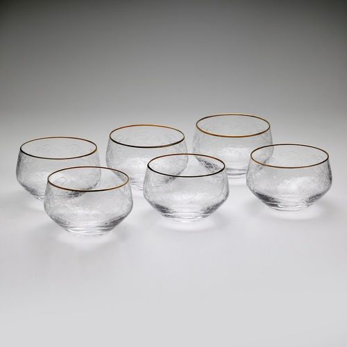 set6 Tumbler gold rim London 270ml ליפתניות זכוכית שקוף/זהב