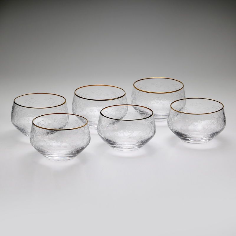 set6 Tumbler gold rim London 270ml ליפתניות זכוכית שקוף/זהב