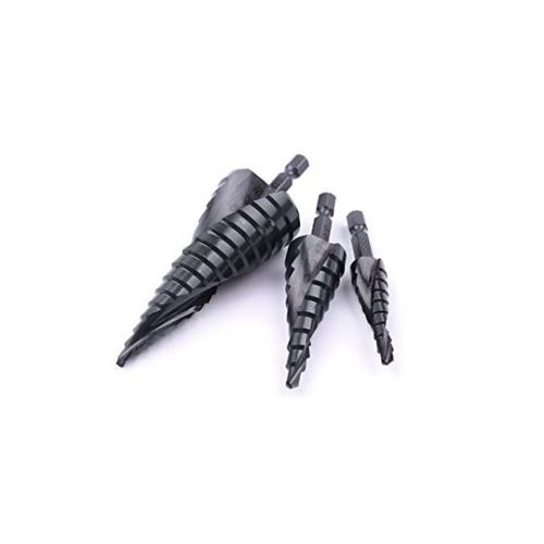 סט 3 מקדחים מדורגים CASTOR TOOLS CT-3B-3 | ספירלה שחורה לברזל, תואם אימפקט, מארז מתכת