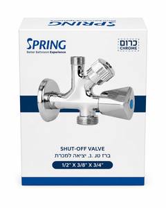 ברז ניל כפול SPRING עם יציאה למדיח 1/2″ × 3/8″ × 3/4″ – כרום