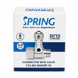 מחבר למסנן מים עם ברז SPRING ‏3/8″ ויציאת 8 מ״מ – כרום