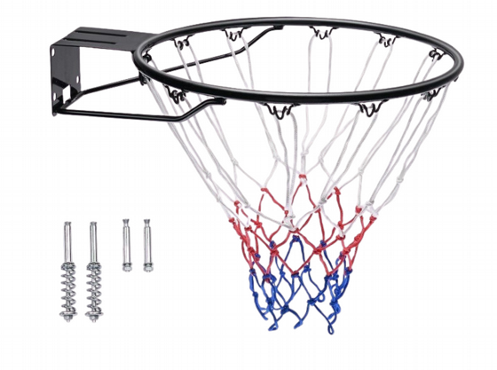 טבעת סל שחורה 45 ס"מ עם קפיצים ורשת DUNK M816
