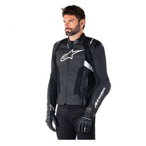 מעיל עור MISSILE V3 A.F שחור/לבן ALPINESTARS
