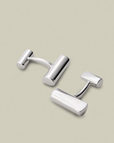 חפתים בצבע כסף - Silver bar cufflink