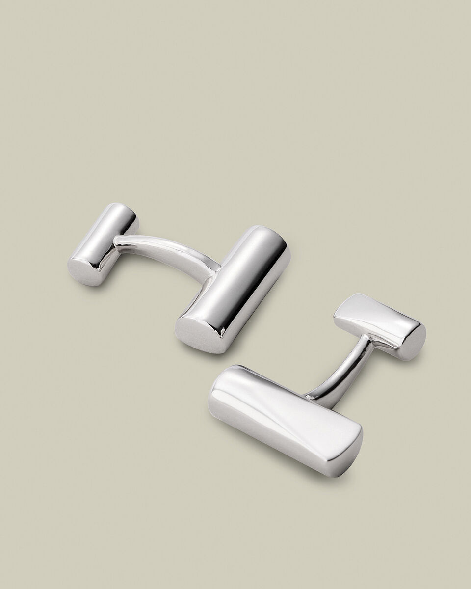 חפתים בצבע כסף - Silver bar cufflink