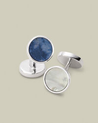 חפתים כחולים אם הפנינה וסודלייט - Mother of Pearl and Sodalite blue cufflink