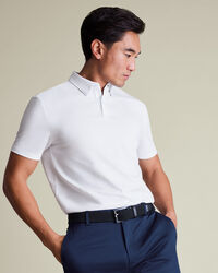 חולצת פולו לבנה אלגנטית - White performance short sleeve jersey polo