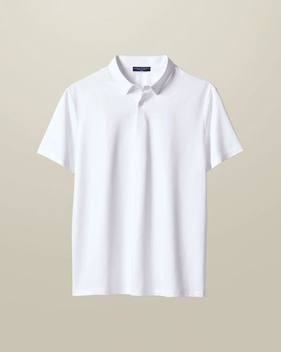 חולצת פולו לבנה אלגנטית - White performance short sleeve jersey polo