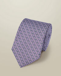 עניבה - Lilac purple silk print tie