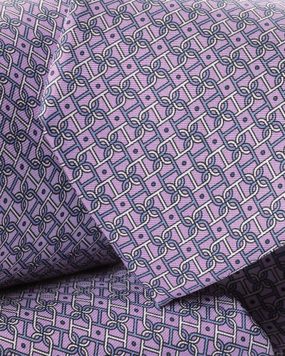 עניבה - Lilac purple silk print tie