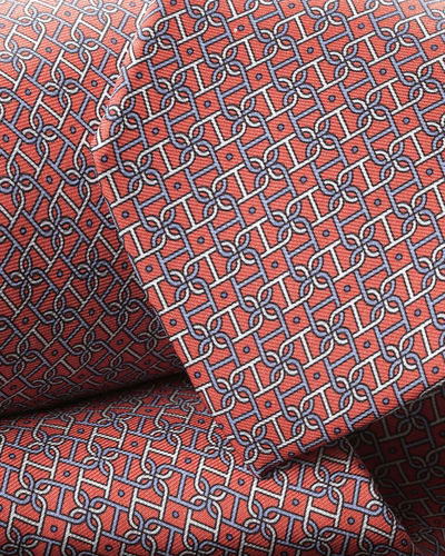 עניבה - Coral pink silk print tie
