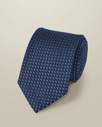 עניבה - Royal blue patterned silk tie