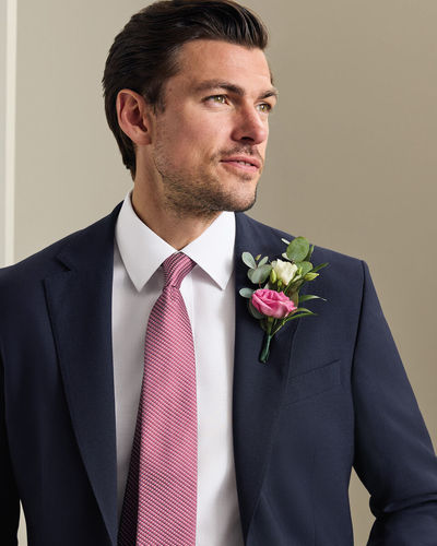 עניבה - Pink semi plain patterned silk tie