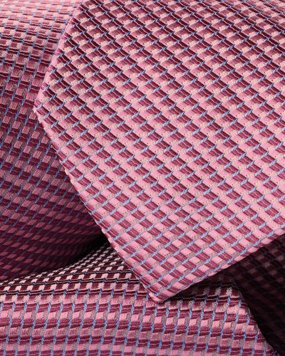 עניבה - Pink semi plain patterned silk tie