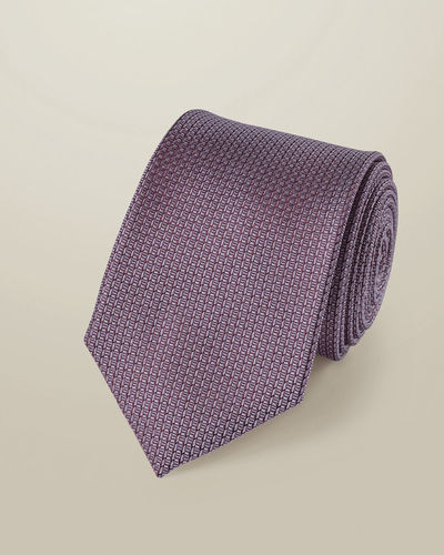 עניבה - Mauve purple semi plain patterned silk tie