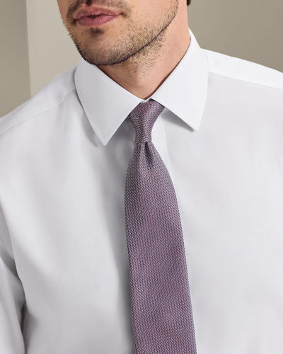 עניבה - Mauve purple semi plain patterned silk tie