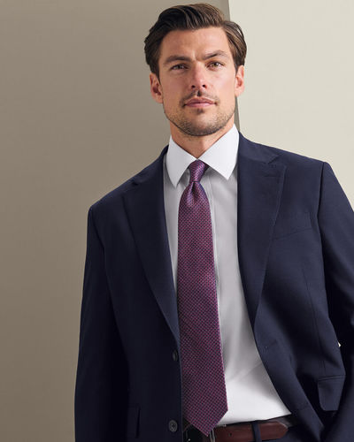 עניבה - Dark pink and navy patterned silk tie