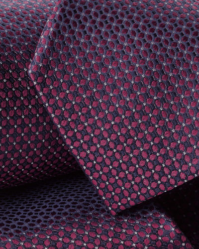 עניבה - Dark pink and navy patterned silk tie