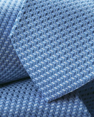 עניבה - Light blue semi plain patterned silk tie