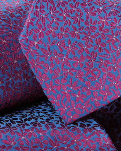 עניבה יוקרתית Cornflower blue and pink silk floral tie