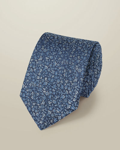 עניבה יוקרתית Royal blue silk floral tie