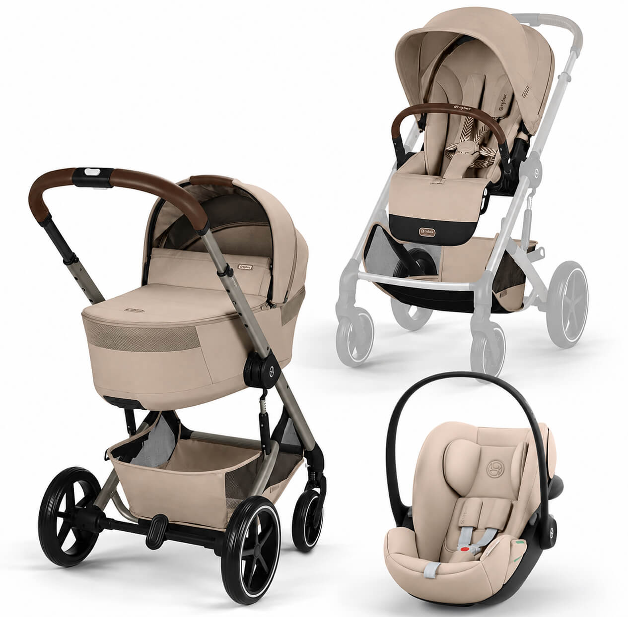 עגלת תינוק Balios TS6 עם אמבטיה וסלקל Cloud G צבע Cybex Almond Beige 