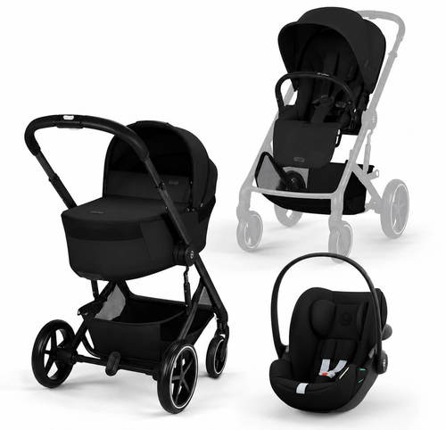 עגלת תינוק Balios TS6 עם אמבטיה וסלקל Cloud G צבע Cybex Moon Black 