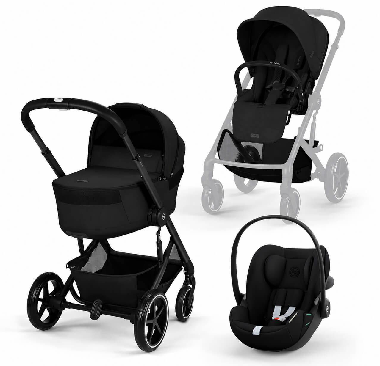 עגלת תינוק Balios TS6 עם אמבטיה וסלקל Cloud G צבע Cybex Moon Black 