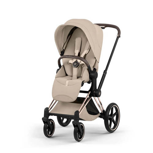 עגלת תינוק משולבת Priam 5 צבע Cozy Beige שלדה רוזגולד Cybex