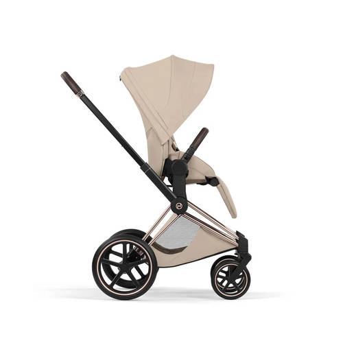 עגלת תינוק משולבת Priam 5 צבע Cozy Beige שלדה רוזגולד Cybex