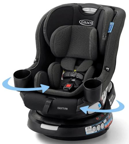 כיסא בטיחות מסתובב איזי טרן EasyTurn 360 עם נעילת SnugLock ומבנה Slim - צבע שחור/אפור Cyran