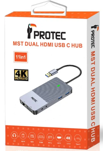 מולטיפורט PROTEC DM175 - 11 In 1 - USB-A + USB-C Multiport