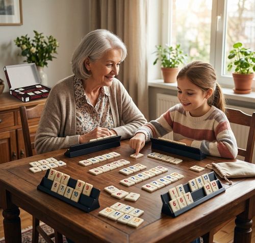רמי סטונס מספרים וקלפים Rummy Stones - משחק חשיבה ואסטרטגיה קלאסי עם אבני שיש