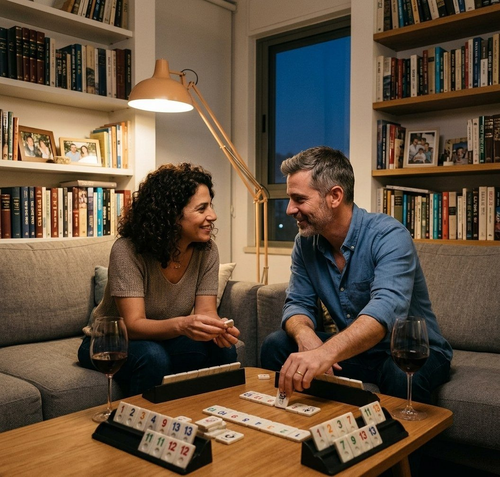רמי סטונס מספרים וקלפים Rummy Stones - משחק חשיבה ואסטרטגיה קלאסי עם אבני שיש