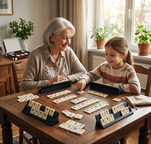 רמי סטונס מספרים וקלפים Rummy Stones - משחק חשיבה ואסטרטגיה קלאסי עם אבני שיש