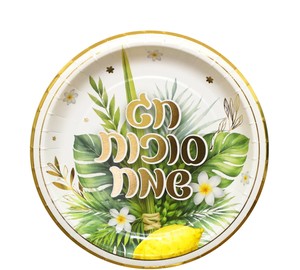 צלחות נייר גדולות לסוכות דגם "קסם בסוכה"