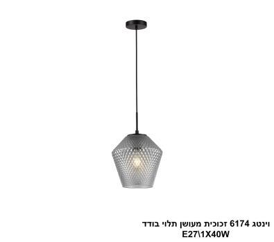 וינטג 6174 זכוכית מעושן תלוי בודד (26126)