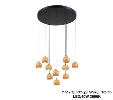 טריפולי עשיריה עץ תלוי על צלחת LED (26041)