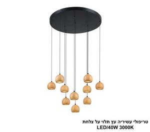 טריפולי עשיריה עץ תלוי על צלחת LED (26041)