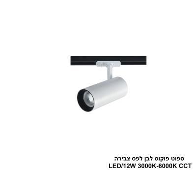ישן***ספוט פוקוס לבן לפס צבירה CCT 12W (25406)
