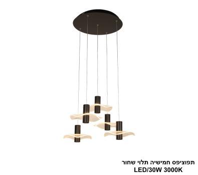 ***תפוציפס חמישיה תלוי שחור LED 30W (25134)
