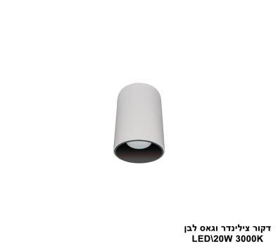 דקור צילינדר וגאס לבן LED 20W 3000K (24703)