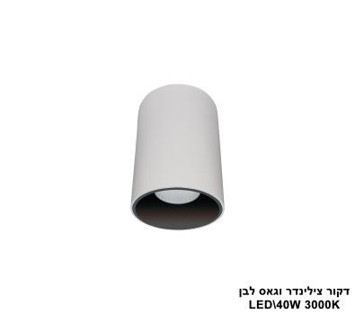 דקור צילינדר וגאס לבן LED 40W 3000K (24705)
