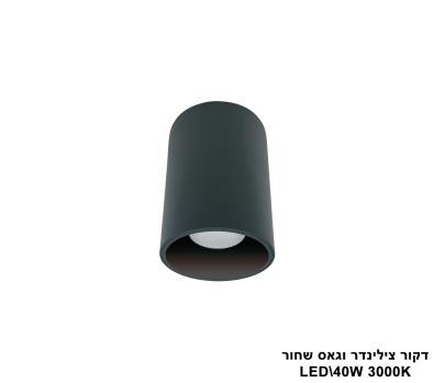 דקור צילינדר וגאס שחור LED 40W 3000K (24705)