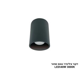 דקור צילינדר וגאס שחור LED 40W 3000K (24705)