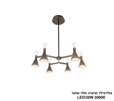 ***גולדפילד שישיה תלוי LED 36W שחור (24662)