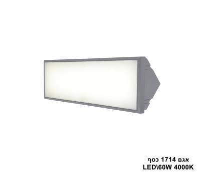 ***אגם LED 60W 1714 כסף 4000K (24562)